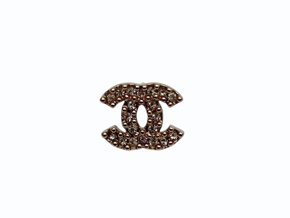極美品 CHANEL シャネル ココマーク ピアス 重量約2g A13S刻印 ラインストーン メタル GP ゴールド クリア 両耳用 中古 4b009281