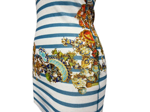 新品同様 JEAN PAUL GAULTIER SOLEIL ジャンポールゴルチエ パワーネット シアートップス ロングカットソー ホワイト マルチカラー 中古 4b009286