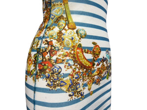 新品同様 JEAN PAUL GAULTIER SOLEIL ジャンポールゴルチエ パワーネット シアートップス ロングカットソー ホワイト マルチカラー 中古 4b009286