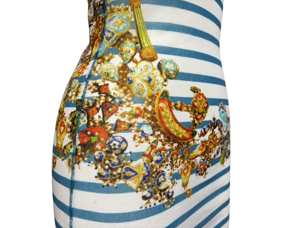 新品同様 JEAN PAUL GAULTIER SOLEIL ジャンポールゴルチエ パワーネット シアートップス ロングカットソー ホワイト マルチカラー 中古 4b009286