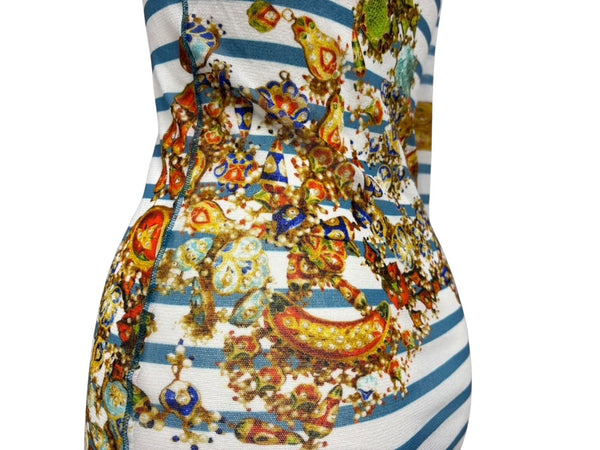 新品同様 JEAN PAUL GAULTIER SOLEIL ジャンポールゴルチエ パワーネット シアートップス ロングカットソー ホワイト マルチカラー 中古 4b009286