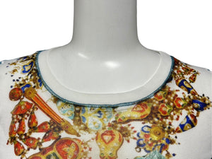 新品同様 JEAN PAUL GAULTIER SOLEIL ジャンポールゴルチエ パワーネット シアートップス ロングカットソー ホワイト マルチカラー 中古 4b009286