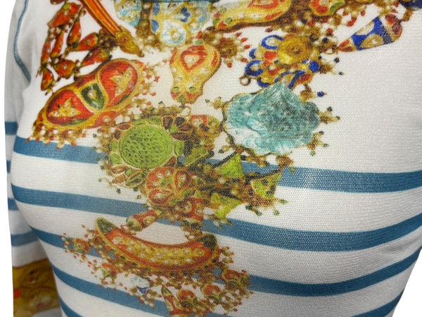 新品同様 JEAN PAUL GAULTIER SOLEIL ジャンポールゴルチエ パワーネット シアートップス ロングカットソー ホワイト マルチカラー 中古 4b009286
