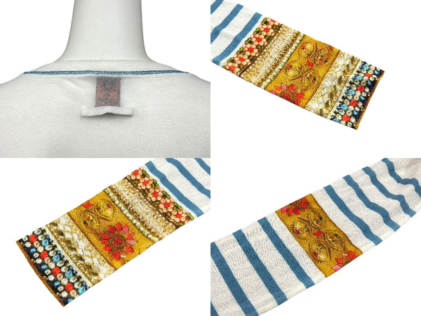 新品同様 JEAN PAUL GAULTIER SOLEIL ジャンポールゴルチエ パワーネット シアートップス ロングカットソー ホワイト マルチカラー 中古 4b009286