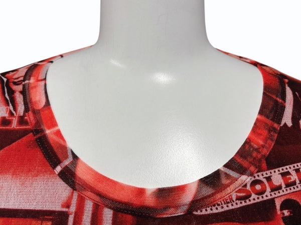 新品同様 JEAN PAUL GAULTIER SOLEIL ジャンポールゴルチエ パワーネット シアートップス ロングカットソー レッド 中古 4b009287