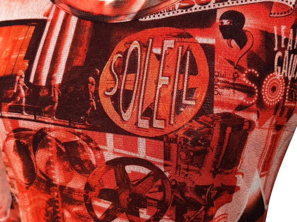 新品同様 JEAN PAUL GAULTIER SOLEIL ジャンポールゴルチエ パワーネット シアートップス ロングカットソー レッド 中古 4b009287