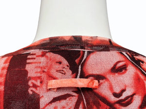 新品同様 JEAN PAUL GAULTIER SOLEIL ジャンポールゴルチエ パワーネット シアートップス ロングカットソー レッド 中古 4b009287
