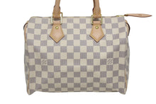 画像をギャラリービューアに読み込む, 新品未使用品 LOUIS VUITTON ルイヴィトン スピーディ25 ハンドバッグ N41371 ダミエアズールキャンバス ホワイト ブラウン 中古 4b009336