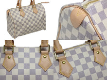 画像をギャラリービューアに読み込む, 新品未使用品 LOUIS VUITTON ルイヴィトン スピーディ25 ハンドバッグ N41371 ダミエアズールキャンバス ホワイト ブラウン 中古 4b009336