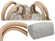 画像をギャラリービューアに読み込む, 新品未使用品 LOUIS VUITTON ルイヴィトン スピーディ25 ハンドバッグ N41371 ダミエアズールキャンバス ホワイト ブラウン 中古 4b009336