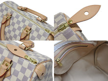 画像をギャラリービューアに読み込む, 新品未使用品 LOUIS VUITTON ルイヴィトン スピーディ25 ハンドバッグ N41371 ダミエアズールキャンバス ホワイト ブラウン 中古 4b009336