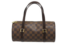 Load image into Gallery viewer, 極美品 LOUIS VUITTON ルイヴィトン ハンドバッグ ドラム型 筒状 ダミエ パピヨン26 N51304 ブラウン ゴールド金具 中古 4b009354
