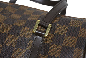 極美品 LOUIS VUITTON ルイヴィトン ハンドバッグ ドラム型 筒状 ダミエ パピヨン26 N51304 ブラウン ゴールド金具 中古 4b009354