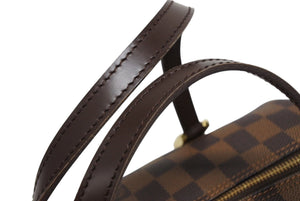 極美品 LOUIS VUITTON ルイヴィトン ハンドバッグ ドラム型 筒状 ダミエ パピヨン26 N51304 ブラウン ゴールド金具 中古 4b009354