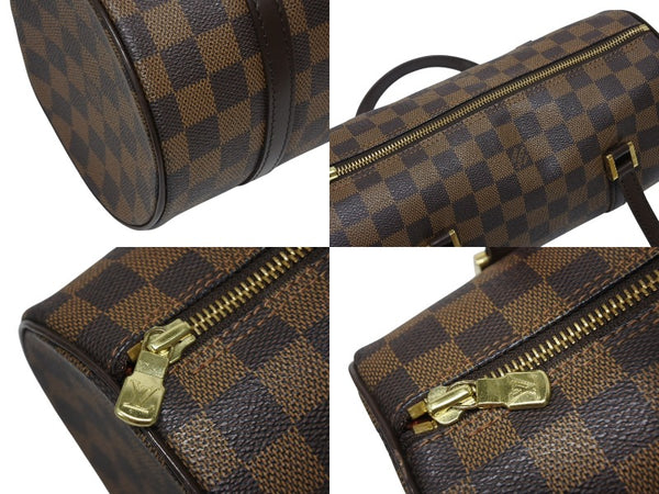 極美品 LOUIS VUITTON ルイヴィトン ハンドバッグ ドラム型 筒状 ダミエ パピヨン26 N51304 ブラウン ゴールド金具 中古 4b009354