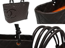 画像をギャラリービューアに読み込む, CHANEL シャネル カンボンライン ラージトートバッグ 10番台 A25169 ココマーク カーフスキン パテントレザー ブラウン 美品 中古 4b009356