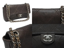 画像をギャラリービューアに読み込む, CHANEL シャネル ワイルドステッチ Wチェーンショルダーバッグ 10番台 ココマーク キャビアスキン ブラウン 美品 中古 4b009362