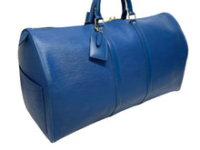 画像をギャラリービューアに読み込む, 極美品 LOUIS VUITTON ルイヴィトン エピ キーポル55 ボストンバッグ レザー ブルー M42955 ロゴ 旅行バッグ 青 鞄 中古 4b009365