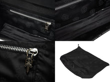 画像をギャラリービューアに読み込む, CHROME HEARTS クロムハーツ ディナーバッグ クラッチバッグ ラージクロス マトラッセ ラムスキン ブラック 中古 4b009367