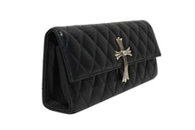 画像をギャラリービューアに読み込む, CHROME HEARTS クロムハーツ ディナーバッグ クラッチバッグ ラージクロス マトラッセ ラムスキン ブラック 中古 4b009367