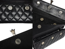 画像をギャラリービューアに読み込む, CHROME HEARTS クロムハーツ ディナーバッグ クラッチバッグ ラージクロス マトラッセ ラムスキン ブラック 中古 4b009367