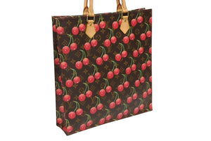 極美品 LOUIS VUITTON ルイヴィトン モノグラム チェリー サックプラ トートバッグ ブラウン M95010 村上隆 2005年春夏 中古 4b009368