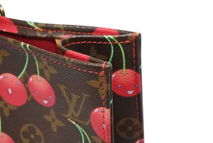 極美品 LOUIS VUITTON ルイヴィトン モノグラム チェリー サックプラ トートバッグ ブラウン M95010 村上隆 2005年春夏 中古 4b009368