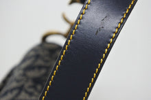 画像をギャラリービューアに読み込む, 極美品 Christian Dior クリスチャンディオール ワンショルダーバッグ サドルバッグ トロッター ガリアーノ期 キャンバス レザー ネイビー 中古 4b009373