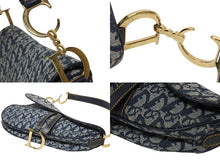 画像をギャラリービューアに読み込む, 極美品 Christian Dior クリスチャンディオール ワンショルダーバッグ サドルバッグ トロッター ガリアーノ期 キャンバス レザー ネイビー 中古 4b009373