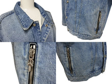 画像をギャラリービューアに読み込む, 極美品 CHROME HEARTS クロムハーツ デニムジャケット サイズXXL クロスボールボタン ダガージップ ブルー シルバー925 中古 4b009380