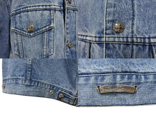 画像をギャラリービューアに読み込む, 極美品 CHROME HEARTS クロムハーツ デニムジャケット サイズXXL クロスボールボタン ダガージップ ブルー シルバー925 中古 4b009380