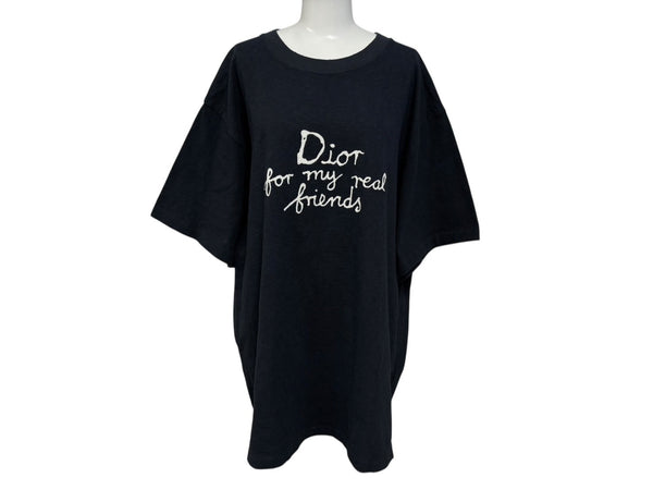 Christian Dior クリスチャンディオール 半袖Tシャツ 583J696A0849 サイズX3L グレー ネイビー ロゴ刺繍 美品 中古 4b009381
