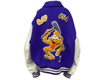 画像をギャラリービューアに読み込む, 新品同様 LOUIS VUITTON ルイヴィトン 22AW バーシティジャケット RM222 MJY HNL90E サイズ58 マルチパッチ パープル 中古 4b009394