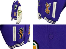 画像をギャラリービューアに読み込む, 新品同様 LOUIS VUITTON ルイヴィトン 22AW バーシティジャケット RM222 MJY HNL90E サイズ58 マルチパッチ パープル 中古 4b009394