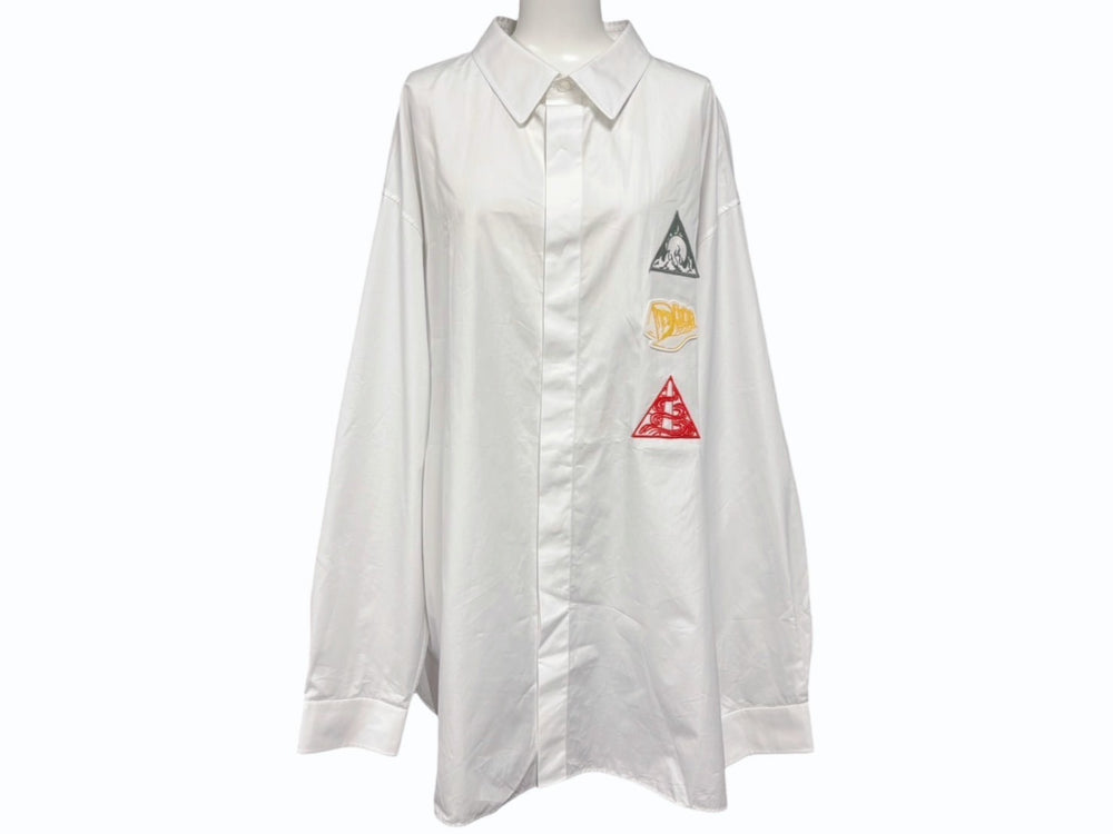Very Good Condition Christian Dior Christian Dior Long Sleeve Button Shirt 393C531A1581 Size 44 Multi Patch White Used 4b009400