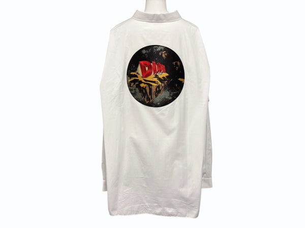 極美品 Christian Dior クリスチャンディオール 長袖 比翼ボタンシャツ 393C531A1581 サイズ44 マルチパッチ ホワイト 中古 4b009400