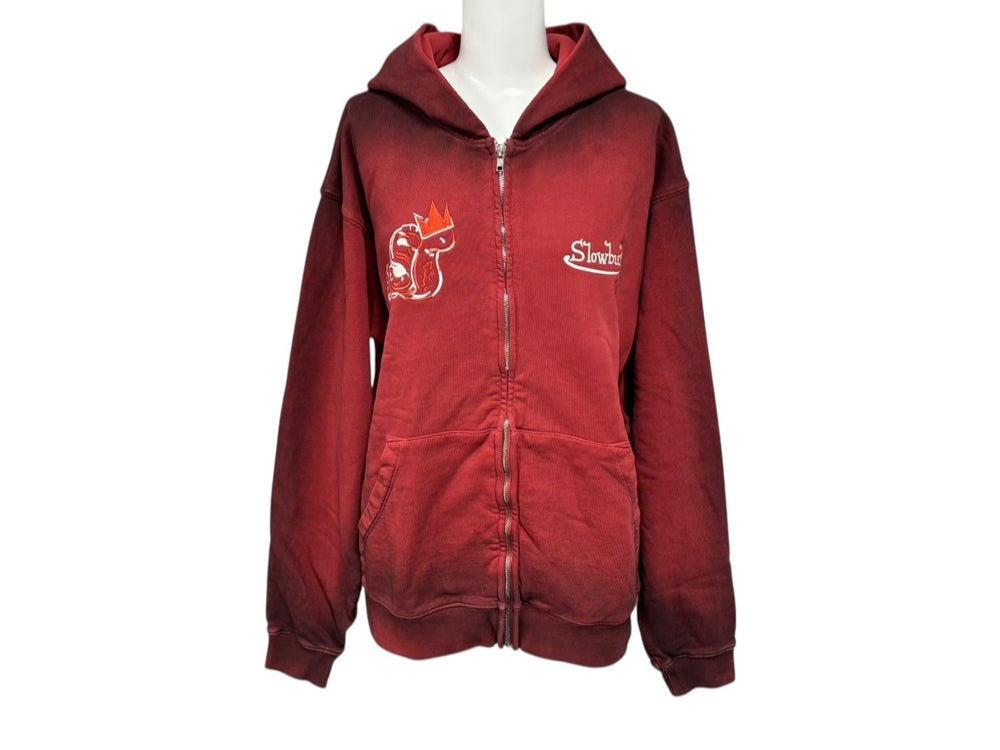New and unused SLOWBUCKS Zip Up Hoodie Parka Size S Red Gradient Embroidery Used 4b009438