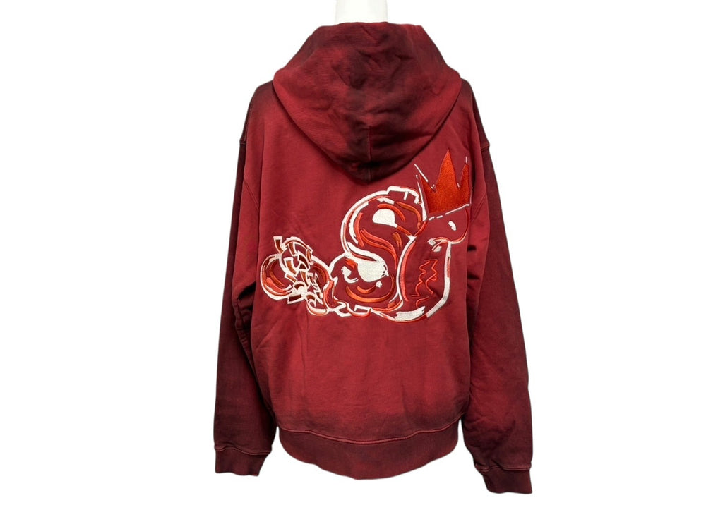 New and unused SLOWBUCKS Zip Up Hoodie Parka Size S Red Gradient Embroidery Used 4b009438