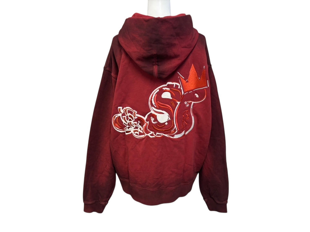 New and unused SLOWBUCKS Zip Up Hoodie Parka Size M Red Gradient Embroidery Used 4b009439