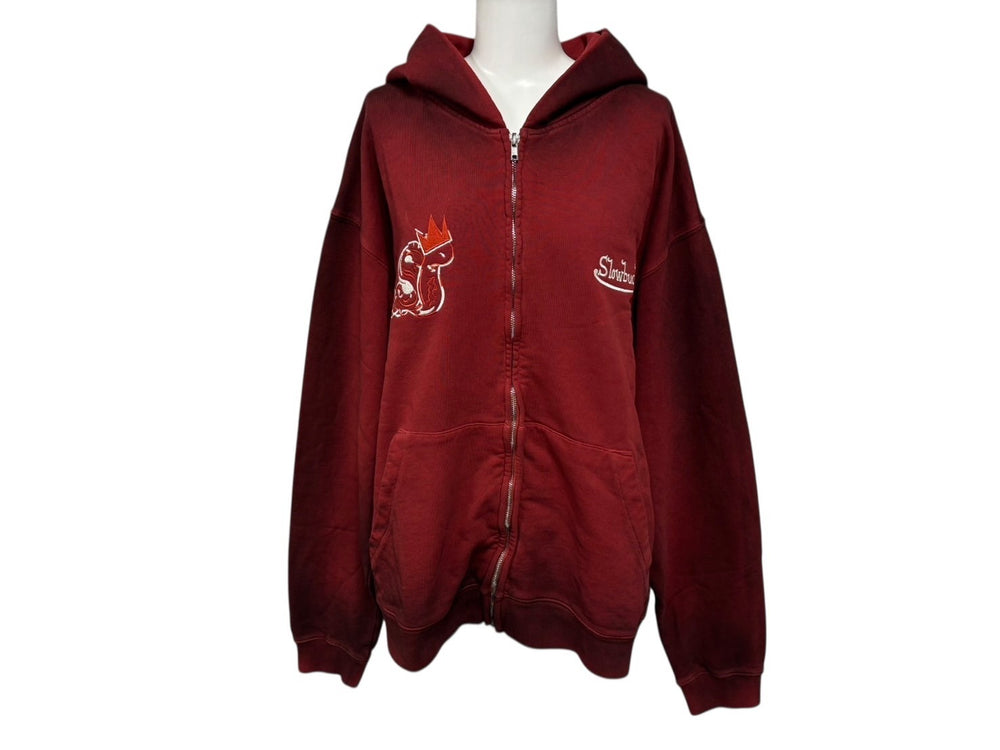 New and unused SLOWBUCKS Zip Up Hoodie Parka Size L Red Gradient Embroidery Used 4b009441