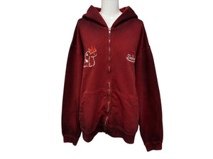 New and unused SLOWBUCKS Zip Up Hoodie Parka Size L Red Gradient Embroidery Used 4b009444