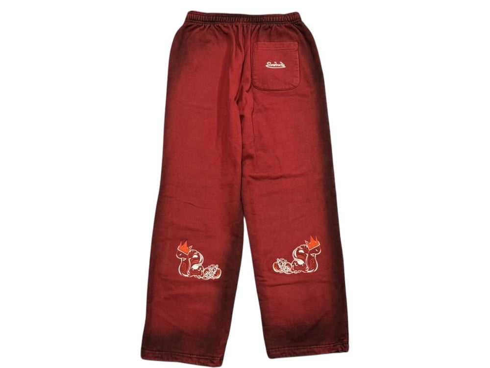 New and unused SLOW BUCKS Sweatpants Size M Red Gradient Embroidery Used 4b009450