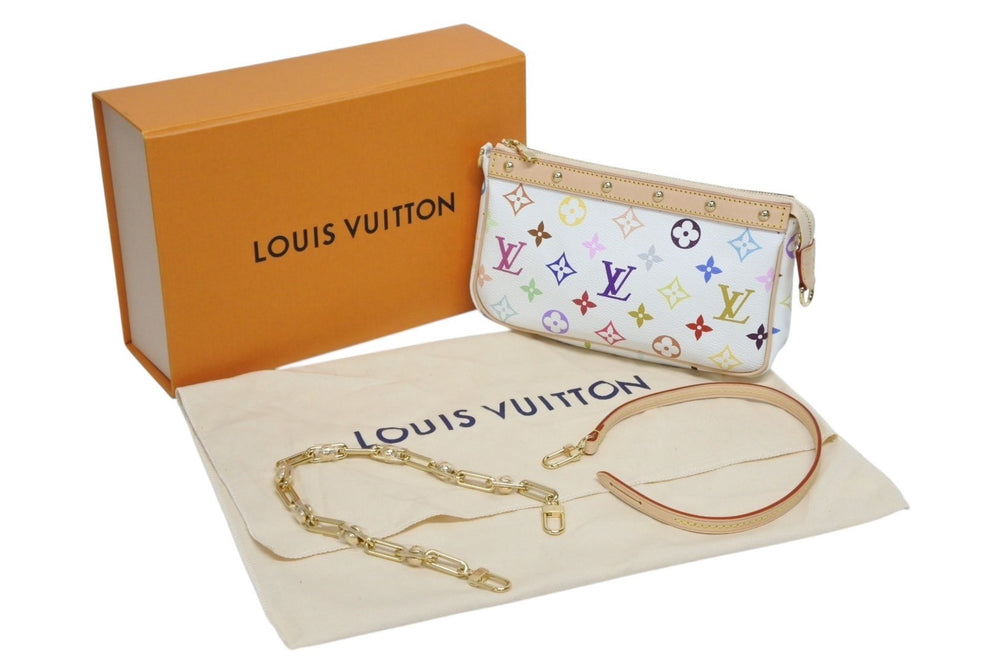New and unused LOUIS VUITTON Takashi Murakami TM Pochette 24 years Accessoire M13404 White Used 4b009464
