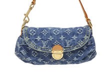 画像をギャラリービューアに読み込む, 極美品 LOUIS VUITTON ルイヴィトン ミニプリーティ ハンドバッグ M95050 モノグラムデニム レザー ブルー 中古 4b009467