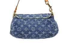 画像をギャラリービューアに読み込む, 極美品 LOUIS VUITTON ルイヴィトン ミニプリーティ ハンドバッグ M95050 モノグラムデニム レザー ブルー 中古 4b009467