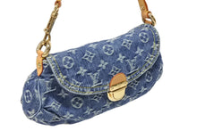 画像をギャラリービューアに読み込む, 極美品 LOUIS VUITTON ルイヴィトン ミニプリーティ ハンドバッグ M95050 モノグラムデニム レザー ブルー 中古 4b009467