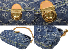 画像をギャラリービューアに読み込む, 極美品 LOUIS VUITTON ルイヴィトン ミニプリーティ ハンドバッグ M95050 モノグラムデニム レザー ブルー 中古 4b009467