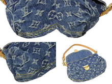 画像をギャラリービューアに読み込む, 極美品 LOUIS VUITTON ルイヴィトン ミニプリーティ ハンドバッグ M95050 モノグラムデニム レザー ブルー 中古 4b009467
