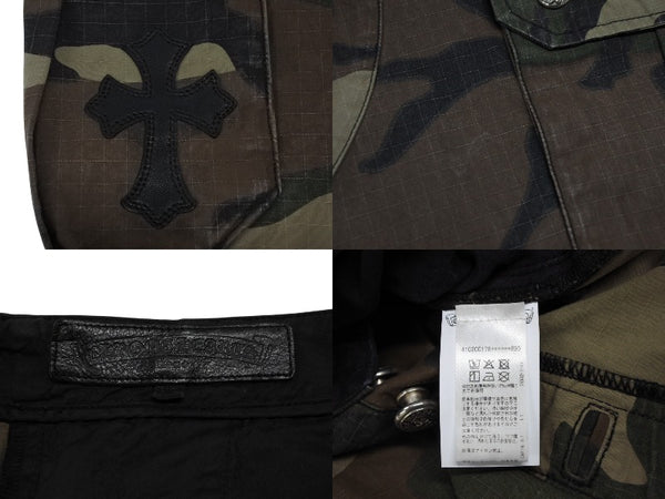 極美品 CHROME HEARTS クロムハーツ Devil Dog Shorts デビルドッグ カーゴショーツ サイズ31 CHクロスパッチ カモフラ柄 中古 4b009472