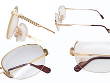 画像をギャラリービューアに読み込む, 極美品 CARTIER カルティエ サングラス メガネ サイズ53□18 135 ボルドー クリア ゴールド シルバー メタル GP 中古 4b009479
